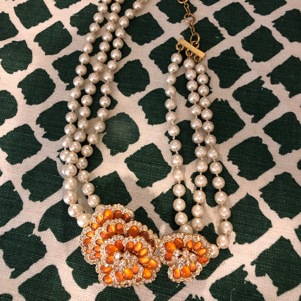 J. Crew Pearl & Flower Opera Necklace